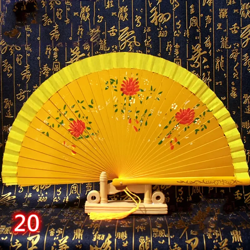 Abanico Manual Plegable Madera Estampado Flores Abanico Refrescante para Verano Fiesta Decoración Hogar Spanish Style Floral