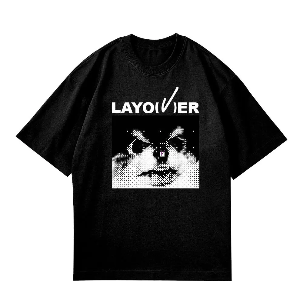 2023 KPOP V LAYOVER Round Neck Cotton T Short Sleeve Casual Top Man/Women Couple Shirts