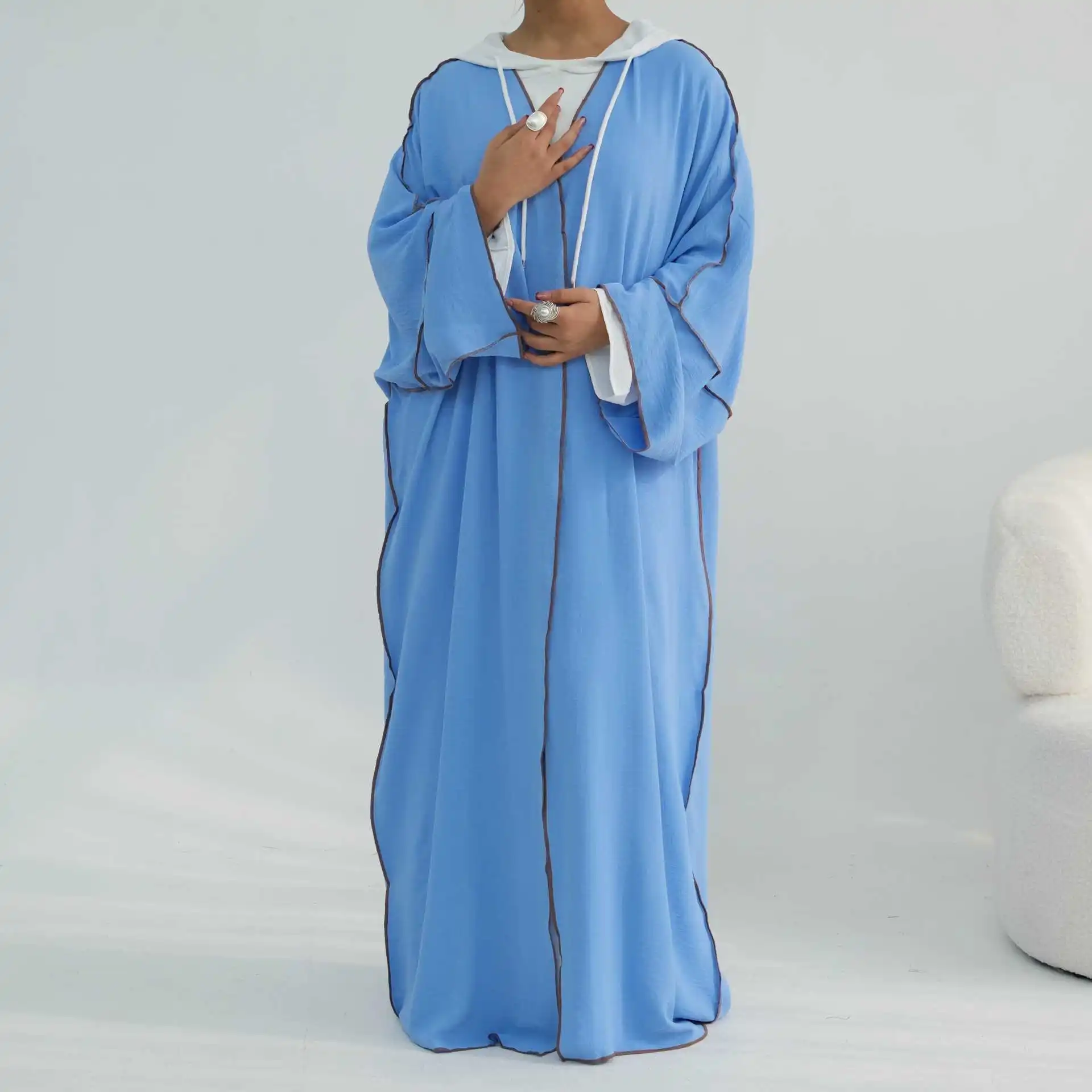 

Eid Dress Women Muslim Open Abaya Caftan Cardigan Dresses Dubai Ramadan Vestidos Islam Kaftan Morocco Jalabiya Long Robe