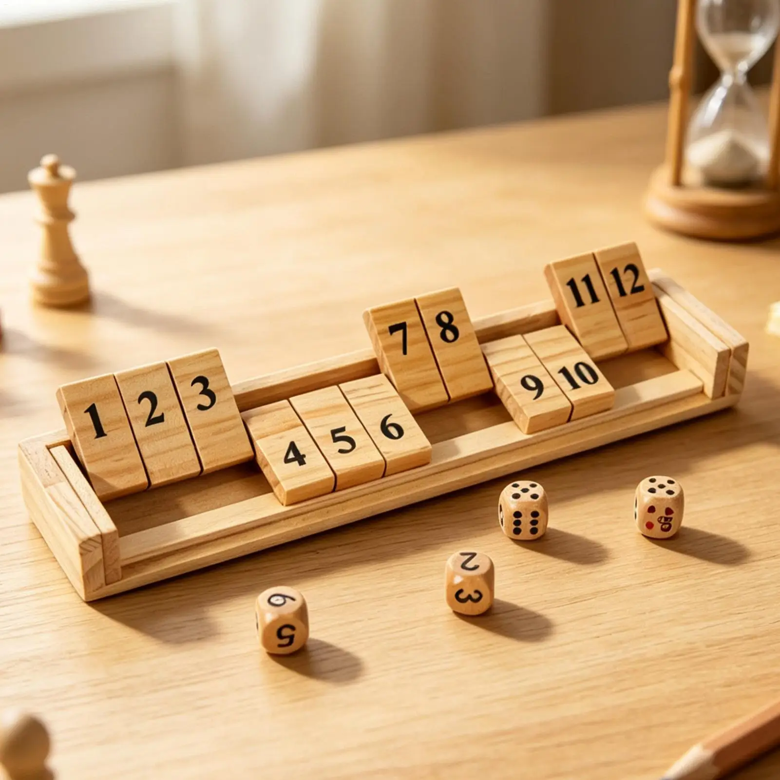 Close The Box Game Funny Wooden 12 Numbers Educational Family Dice Games Math Toy For Family Gathering Classroom Home Pub Party