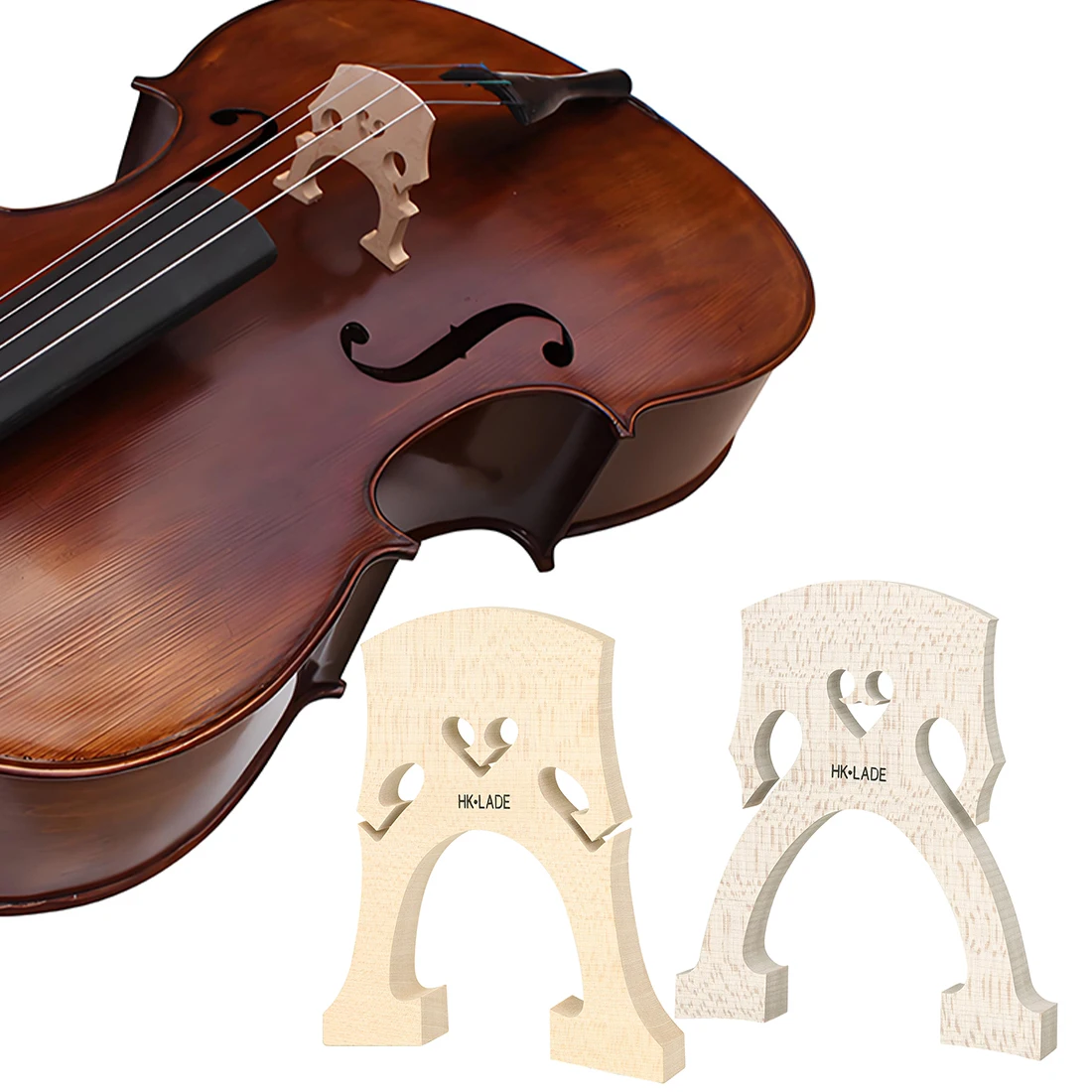HK·LADE Maple Cello Bridge 4/4 3/4 Cello Code Cello Bridge String Instruments Cello Accessories for 4/4 3/4 Cello