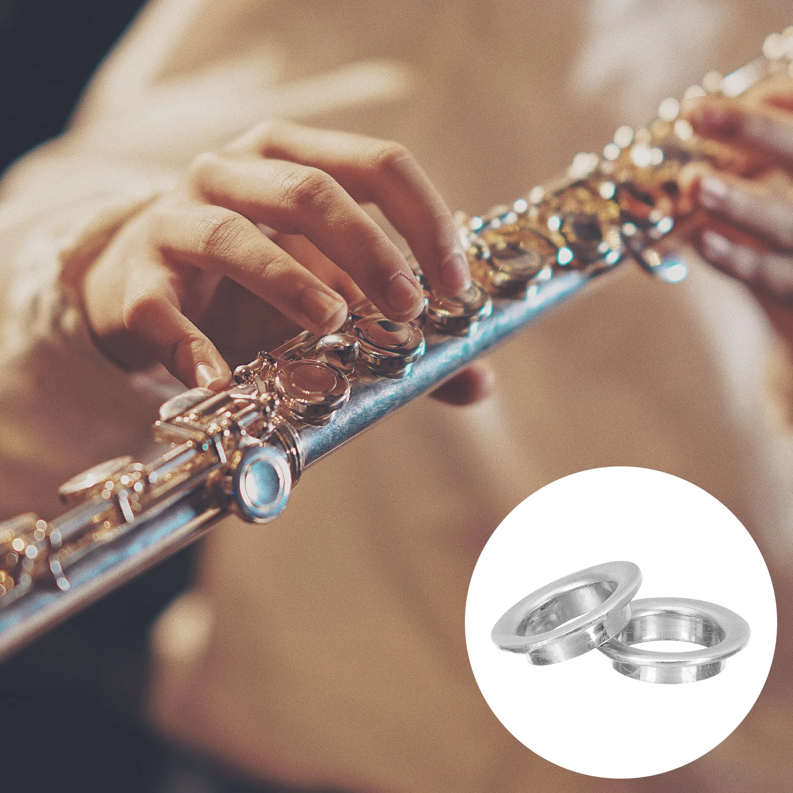

2Pcs Premium Nickel Plated Brass Flute Pad Cup Sleeves Long Lasting Open Hole Flute Parts Lightweight Compact Accessories