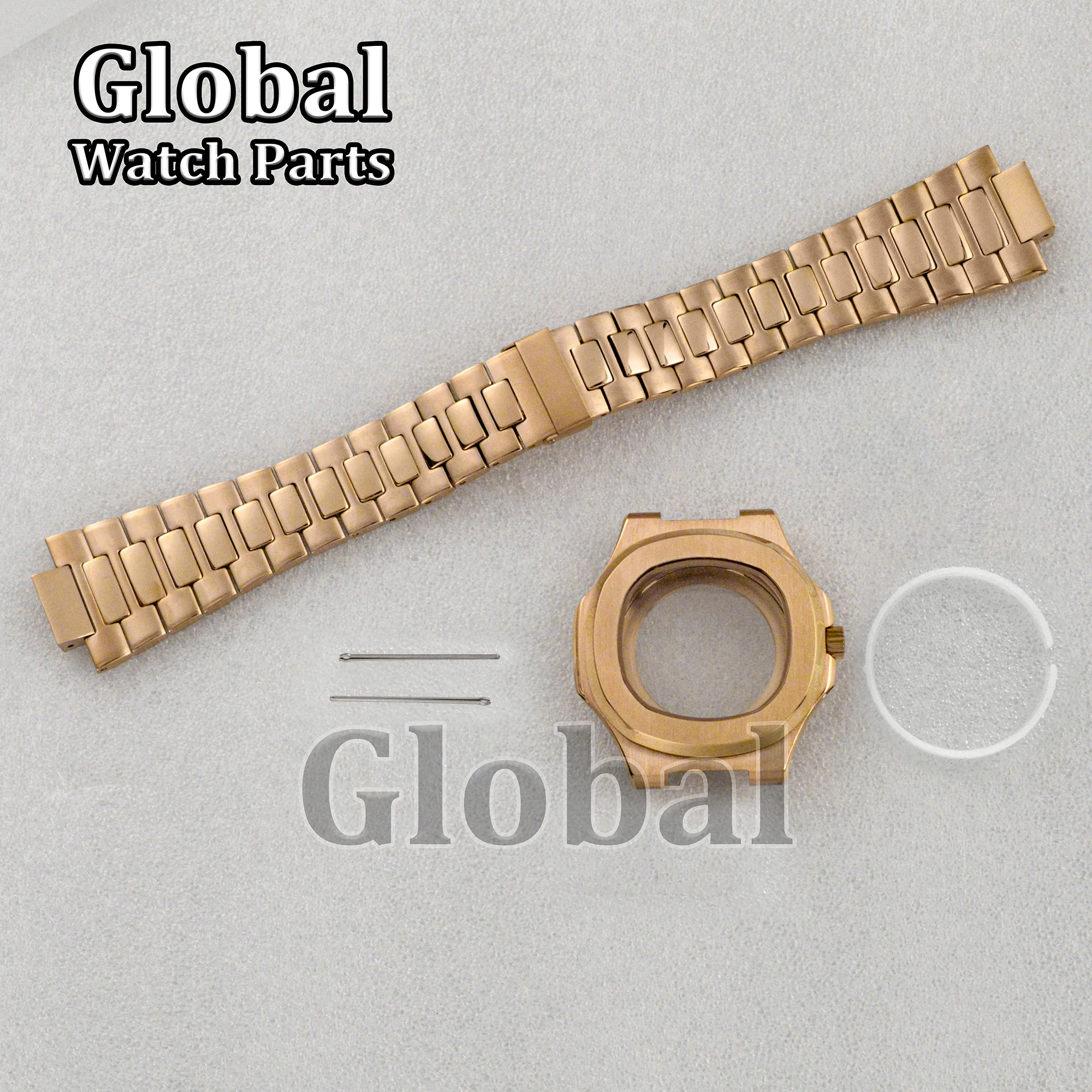 

Stainless Steel Case Strap for Nautilus Modification Watch Accessories Rose Gold 100m Waterproof Watch Case Replacement Parts