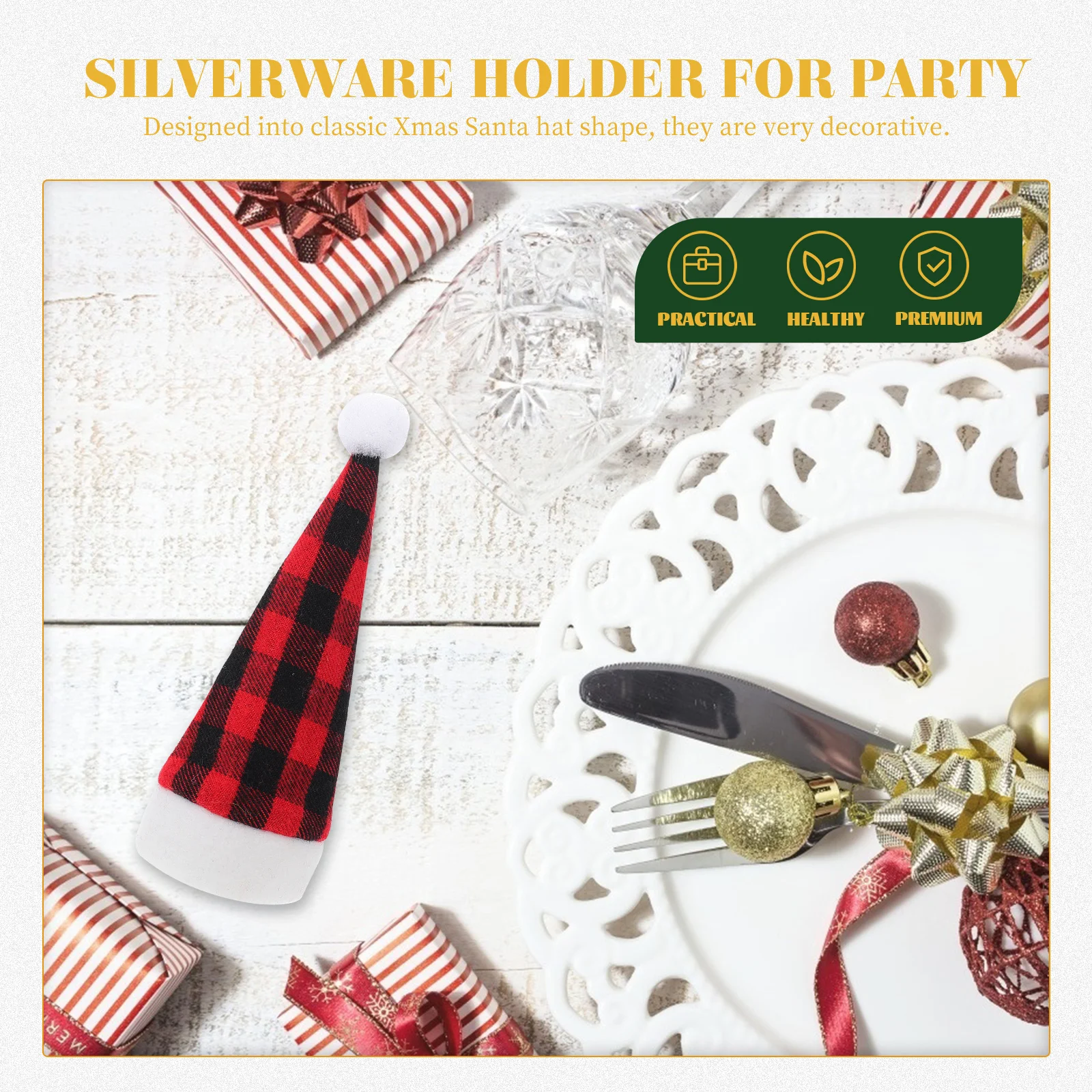

12Pcs Xmas Party Santa Hat Cutlery Holders Christmas Tableware Bags Silverware Protective Covers Festive Xmas Hat Cutlery Bag