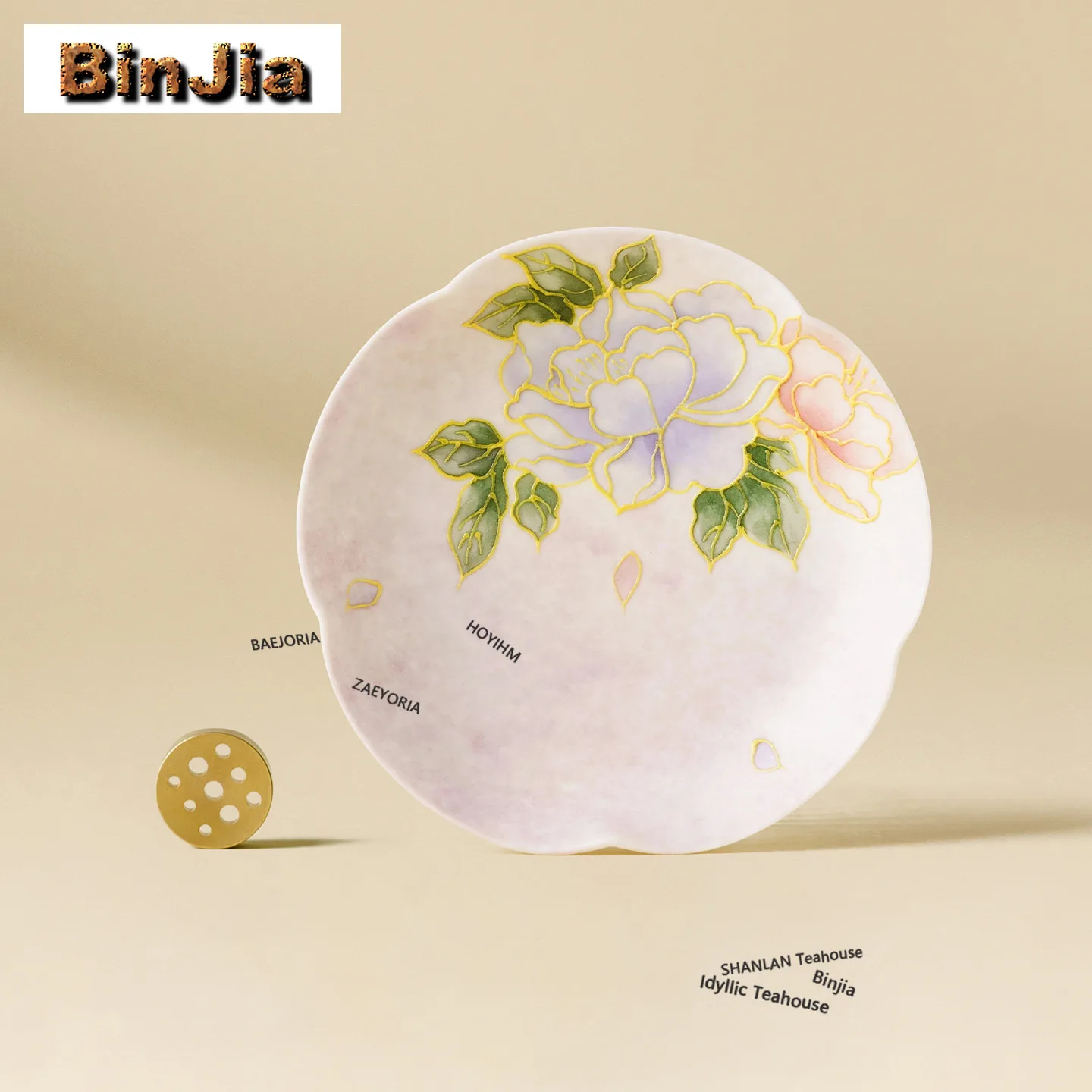 BAEJORIA Hand Painted Peony Incense Holder Incense Waterfall Incense Burners Consecrate Censer Indoor Decoration