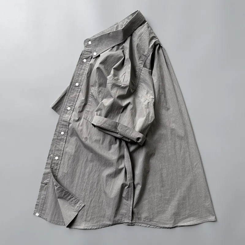 Thin as a Cicada's Wing Summer Fast-drying Lightweight Cityboy Japanese Relaxed Purple Label Men's Short-sleeve Shirt