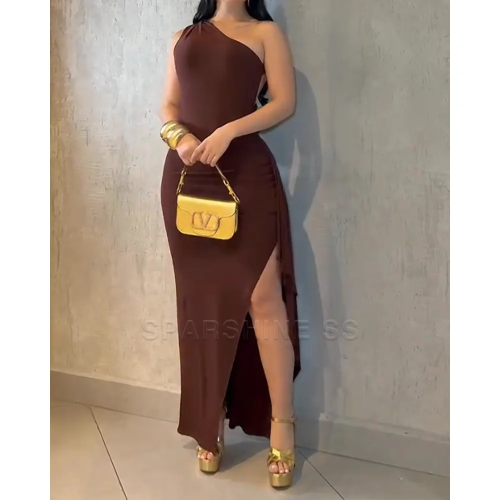 Sexy Backless Bodycon Slim Fit Dress with High Side Slit Clubwear Evening Party Bodycon Midi Dress for Women