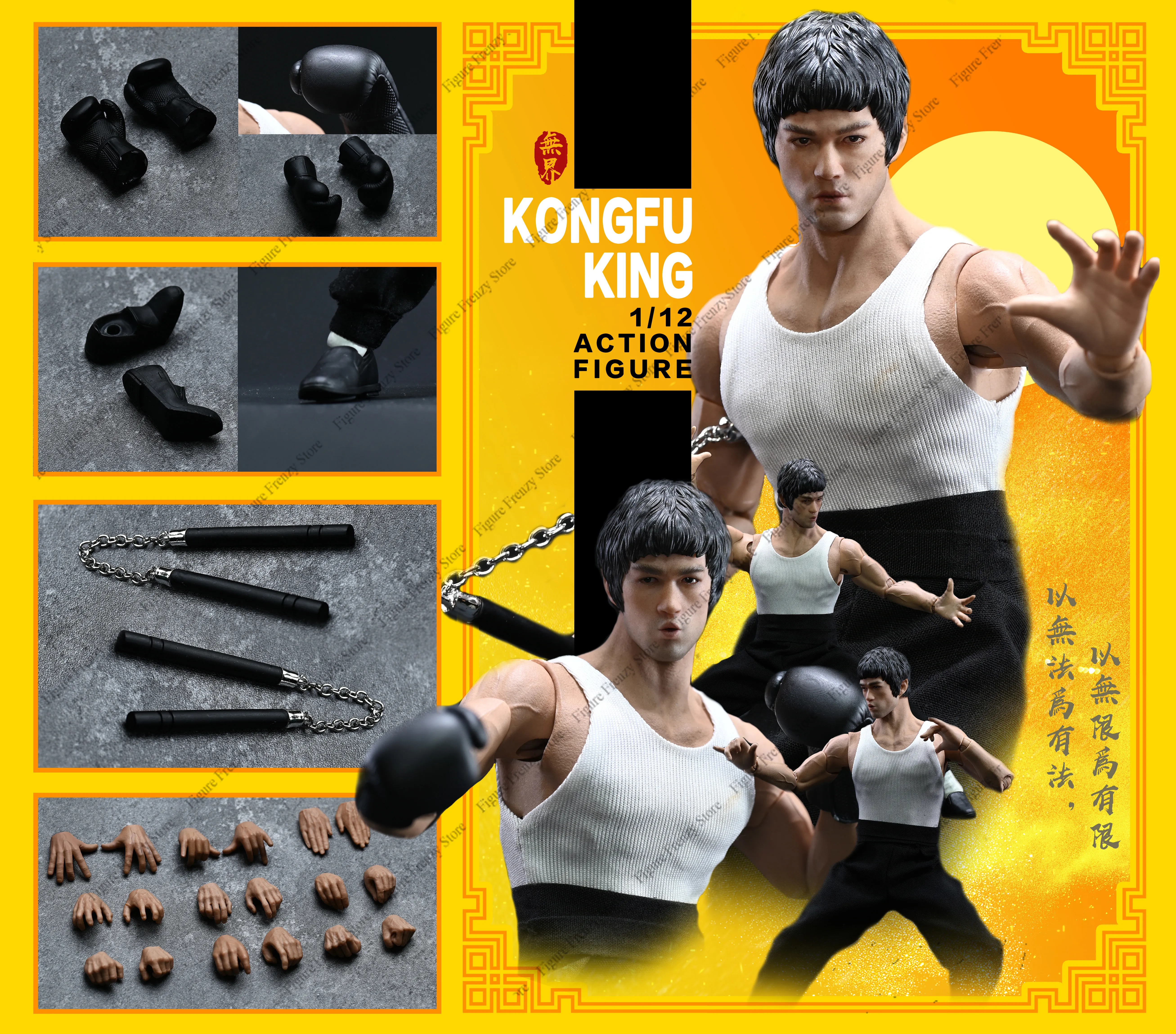En Stock NWTOYS Boundless Bruce Lee Rey del Kung Fu Figura de Acción a Escala 1/12 - Set de Figura con Disfraz
