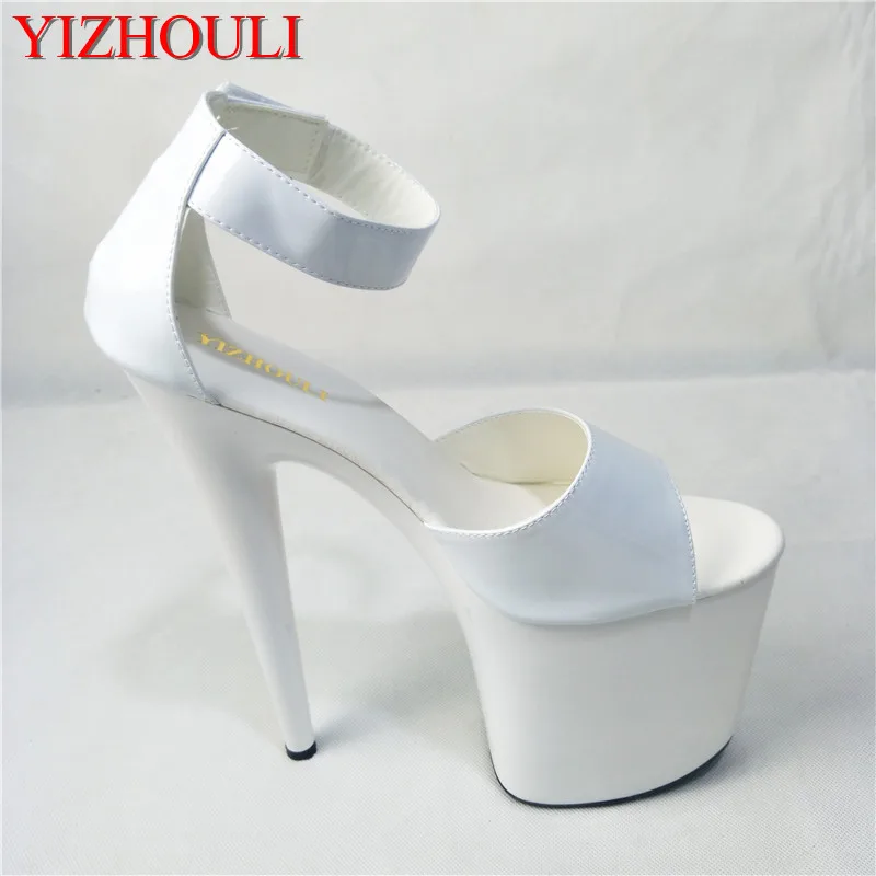 

Sexy club heels, summer 20cm high-heeled sandals, model 8 inches, ankle buckled wedding banquet dance shoes