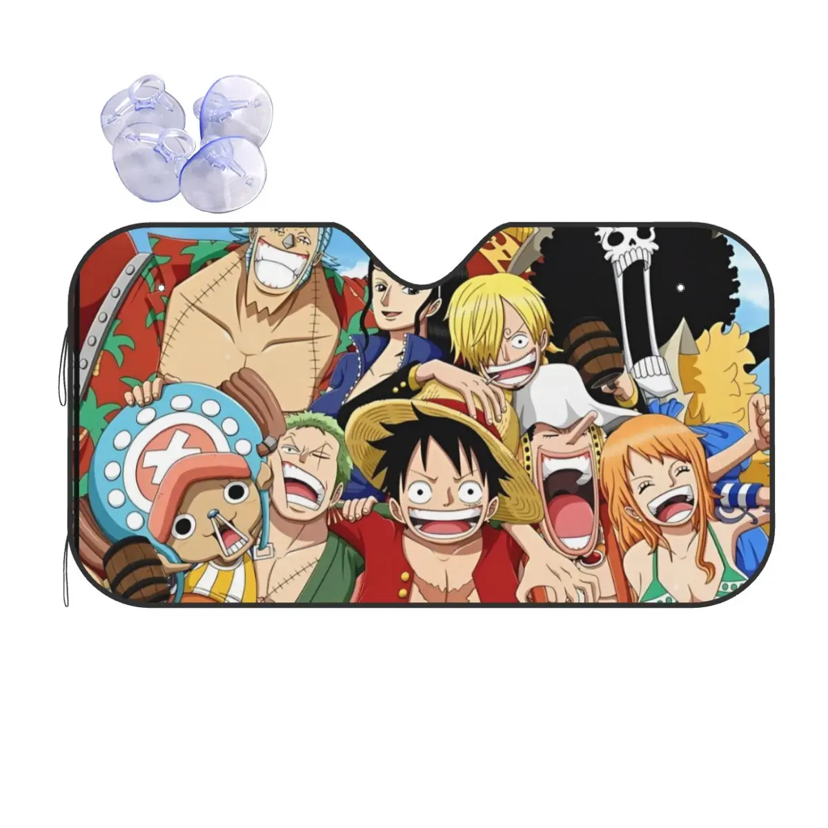 One Piece Windshield Sunshade Japanese Anime Folding Car Front Windshield 76x140cm Sun Visor Sunscreen Curtain