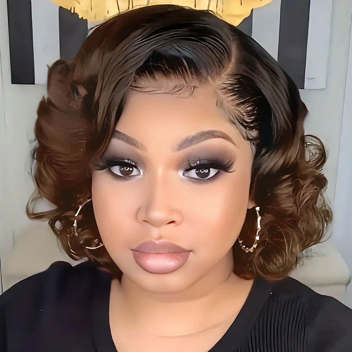 

Bob Wig Human Hair Short Body Wave Lace Front Wigs Pre Cut Brazilian Hair 4X4 Lace Closure Wig For Women