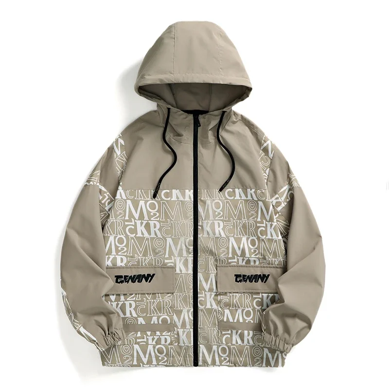 

Новая ветровка, мужская дышащая весенне-осенняя верхняя одежда, куртка, свободная спортивная уличная ветрозащитная повседневная модная мужская однотонная куртка с капюшоном