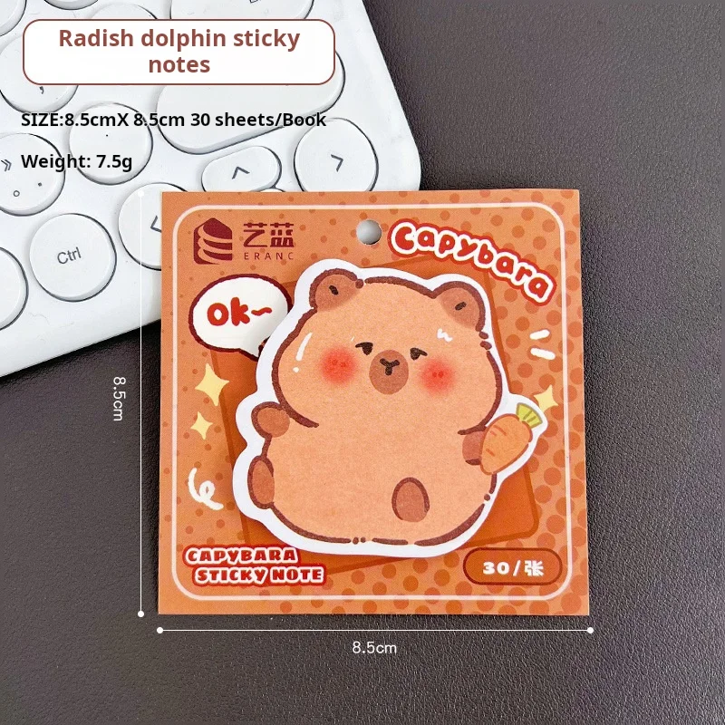 4Pcs/Lot Cute Cartoon Pufferfish Memo Pad Sticky Notes Kawaii Capybara Irregular Notepaper Student School Stationery Notepad