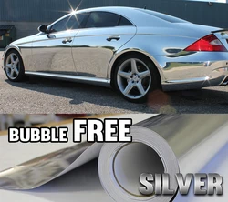 Silver Chrome Mirror Wrap Vinyl Covering Film, Decalque Folha de Rolo com Bolha de Ar Livre, 150cm, 60