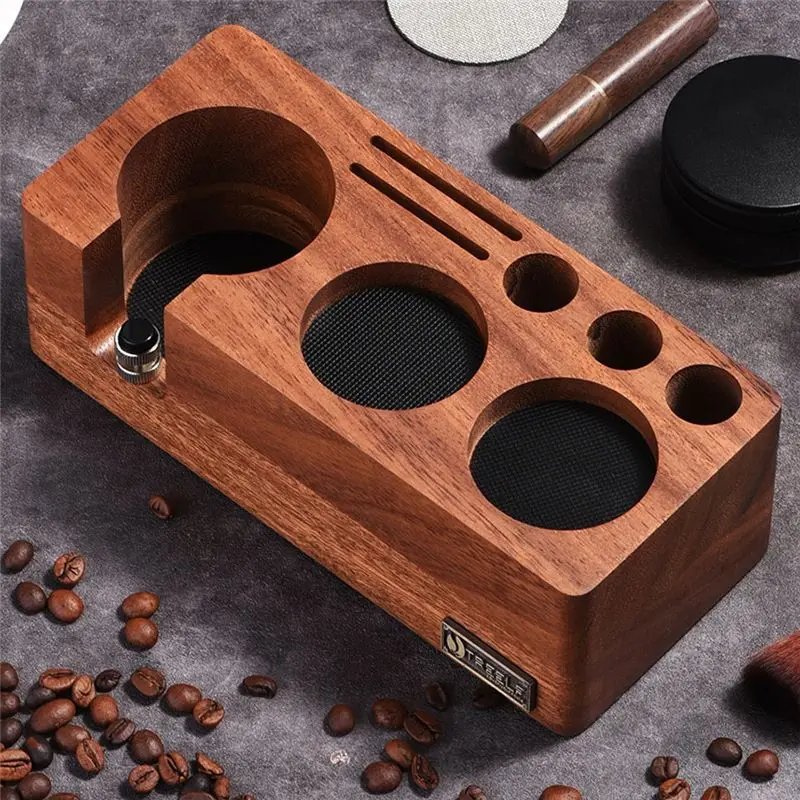 ABCA-Professional Coffee Machine Accessories: Powder Tamping Stand With Storage And Filling Capabilities