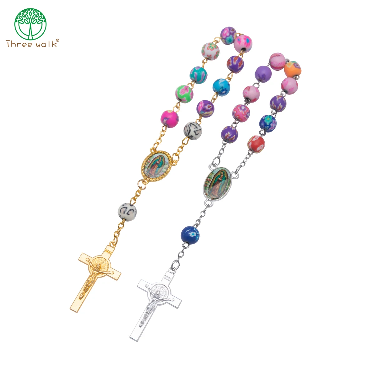 CR031 10 pezzi di alta qualità in argilla polimerica perline colorate bracciale rosario cattolico bracciale donna religioso gesù crocifisso