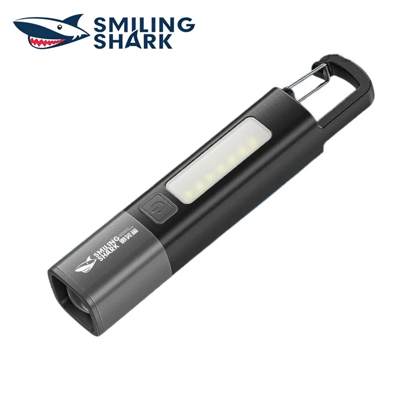 SMILING SHARK Portable Zoomable Flashlight High Brightness Side Flood Light Outdoor Emergency Lighting SD‑1023