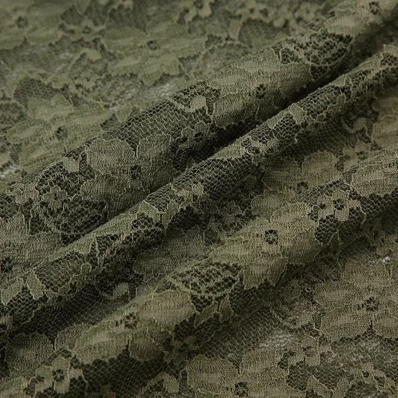 Modische Grüne Spitzen-Oberteile mit Bändern, Gothic Transparente Ausgestellte Ärmel, Crop-Mantel für Damen, Durchsichtige Patchwork-Club-Party-Glockenärmel-Blusen 2026 – Detail 15