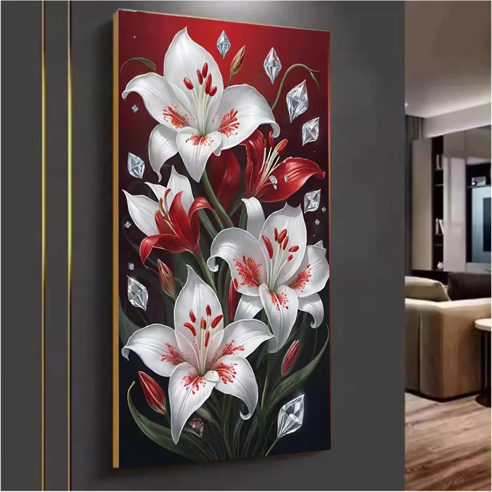 

DIY Diamond Painting Beautiful Rose,Lily Flower Rhinestone 5D Diamond Mosaic large size Home Decoration Embroidery Birthday Gift