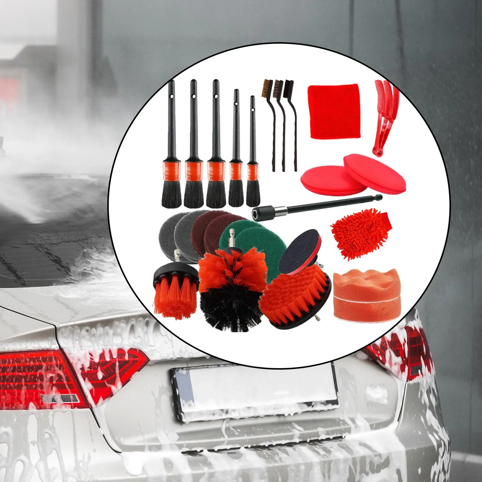 

26Pcs Car Interior Exterior Detailing Kit Simple Installation Drill Brush