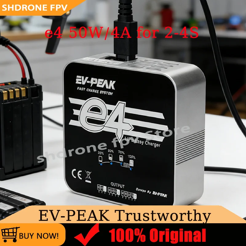 

Хит продаж: Быстрое балансировочное зарядное устройство EV-Peak E4 50W 4A с входным напряжением 100V-240V для LiPo аккумуляторов 2S-4S для радиоуправляемых дронов