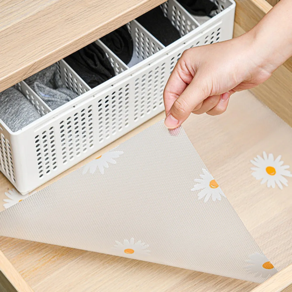 Non-Slip Easy Clean Kitchen Daisy Cabinet Liner, Waterproof Mat, Cupboard Liner,Waterproof Clear Kitchen Drawer Shelf Liner