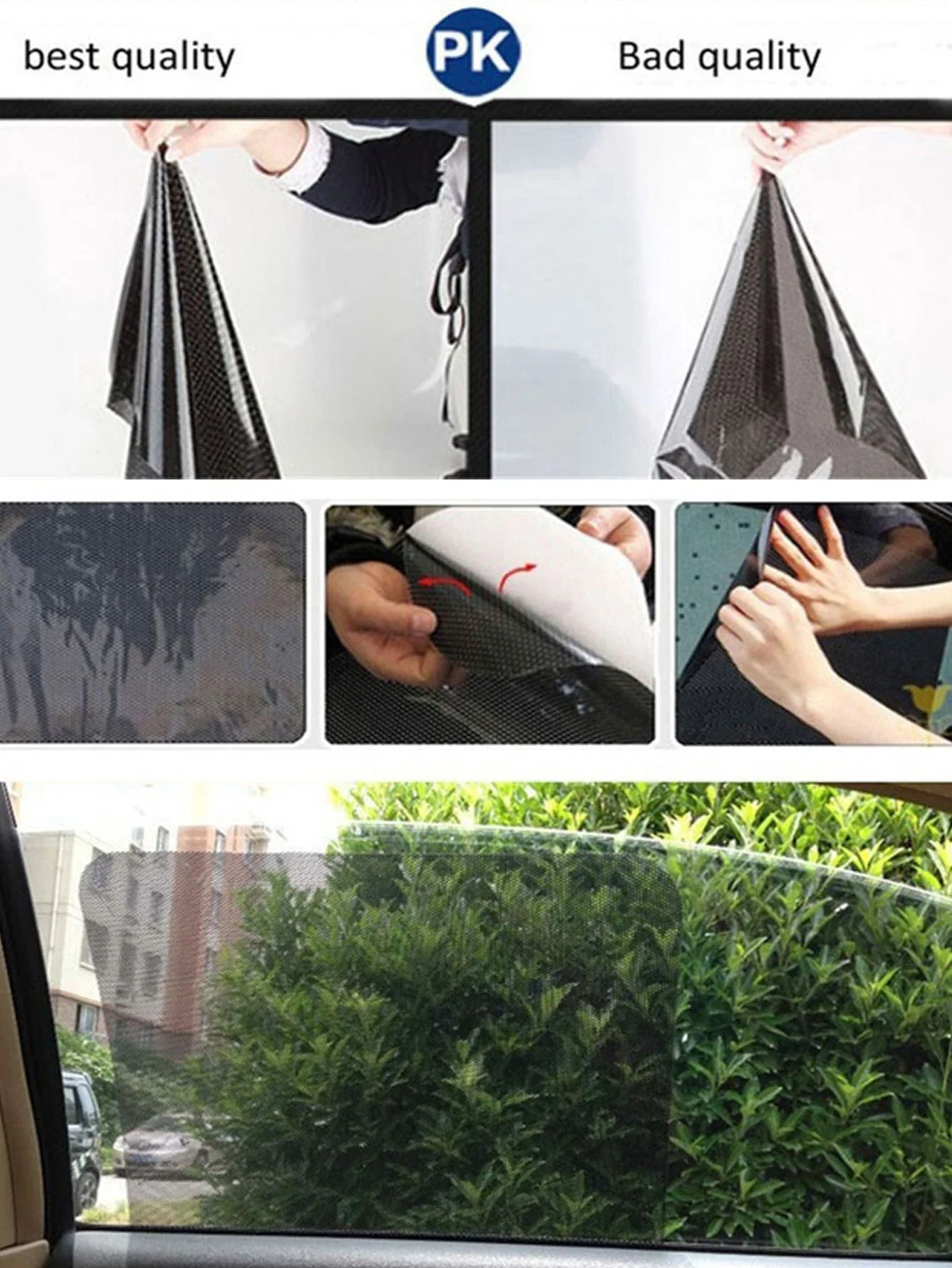 2Pcs43 * 38cm Car Sunshade Sticker, Sun Protection and Heat Insulation Mesh Curtain Film, Side Window Sunshade