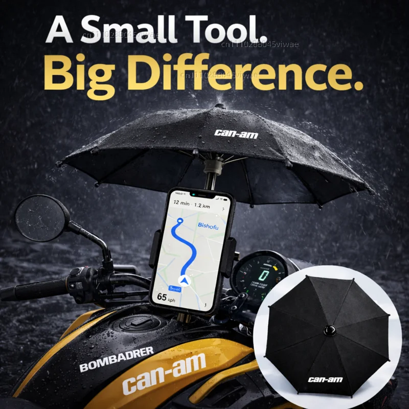 For Bombardier Can-Am Motorcycle Phone Umbrella Holder Waterproof Sunshade Anti Glare Rainproof Handlebar GPS Mount