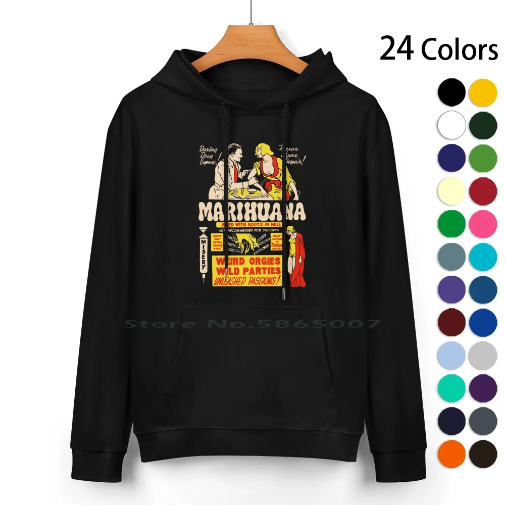 Weed With In Hell Pure Cotton Hoodie Sweater 24 Colors Faded Pot Leaf Joint Bong Stoned Stoner 420 High Reefer Madness Vintage