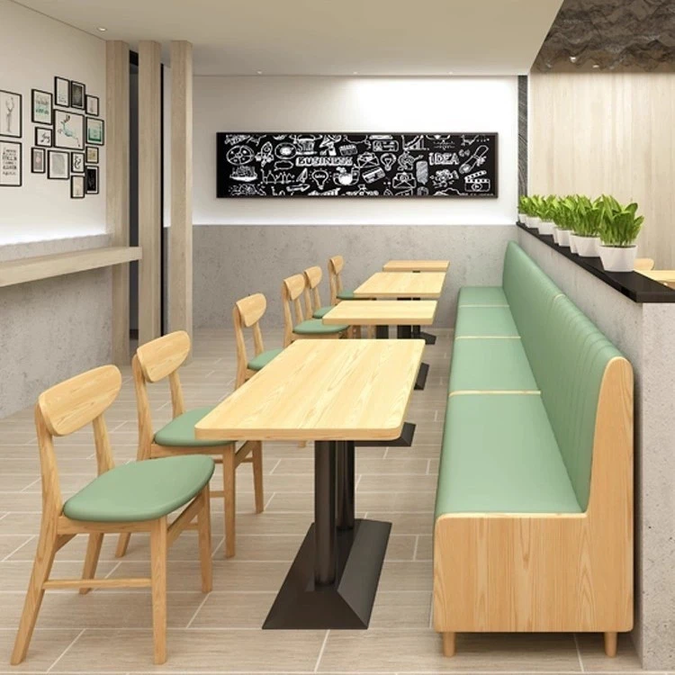 & Modern Contemporary Restaurant Furniture Solid Wood Table Chair Set for Fast Food for Milk Tea Cafe Snack Burger Noodle Made P