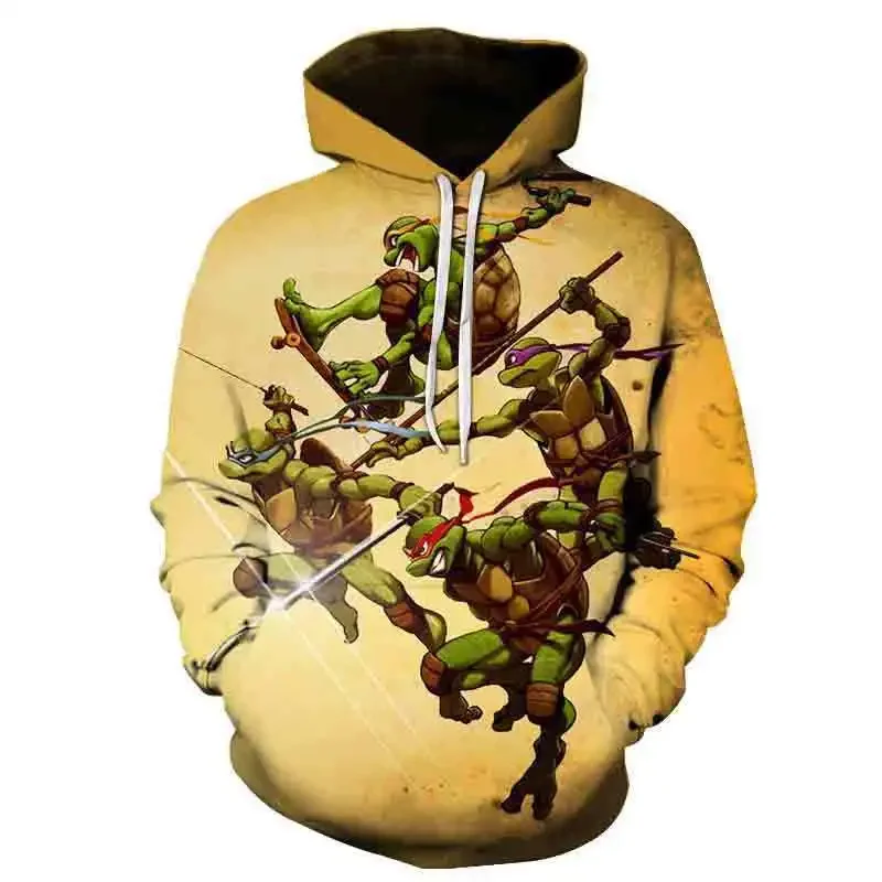 New Cross-border 2024 Spring Men\'s Fashion 3D Printed Hoodie Ninja Turtles Printed Clothing Casual Street High-end Clothing cool