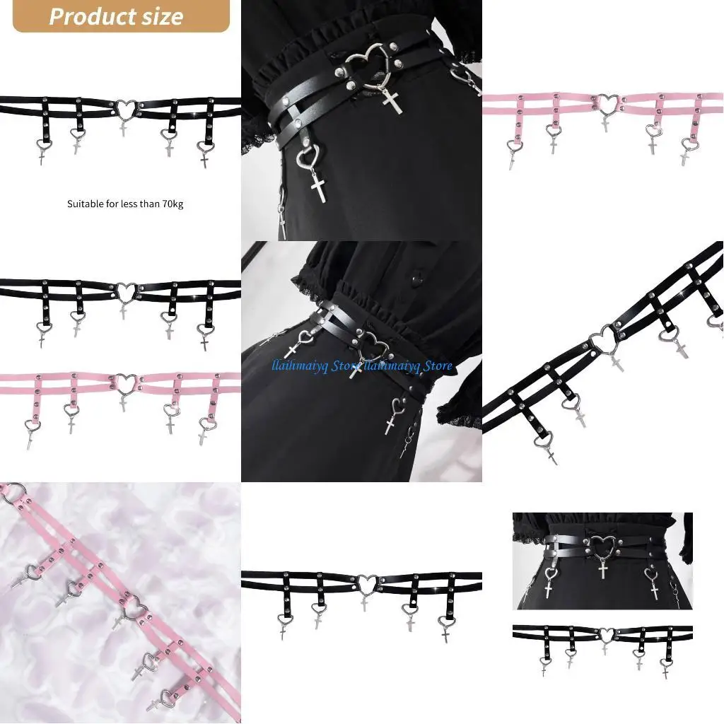 573B حزام الخصر شرابات سلسلة فريدة من نوعها لحزام راعية البقر في النادي على شكل قلب #1