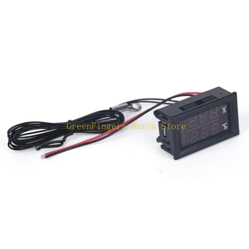 F68D Black ABS Vehicle Temperature Reader with Two Window Display for Panel Monitoring and Wiring Review Use