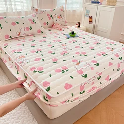 1pc Thicken Anti-mite Fitted Sheet With Elastic Band Non Slip Adjustable Mattress Cover For Double/Queen/King Bed 침대커버 Bed Cover