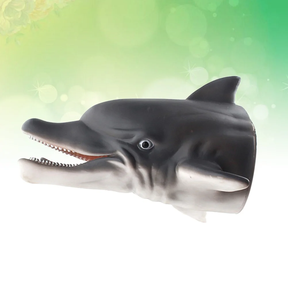 Marioneta de mano de delfín, cabeza de simulación gris, juego de rol, regalo para niños, juego imaginativo creativo, marioneta de mano de Animal
