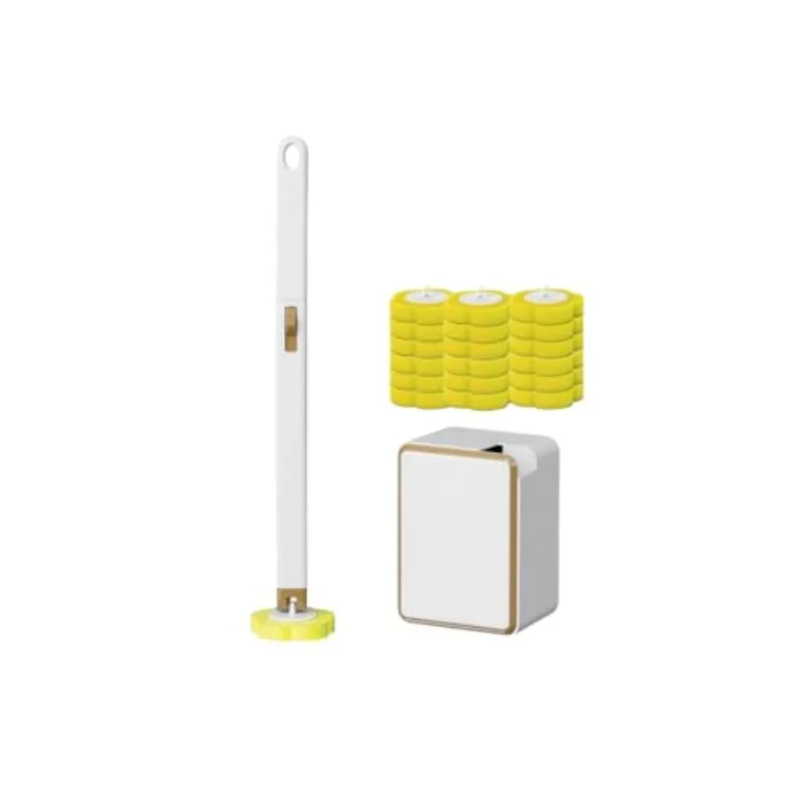 

Disposable Toilet Brush and Holder, Cleaning plies, Deep Cleaning, Wall Mount Toilet Cleaning System, 1 Toilet Wand + 18 Toilet