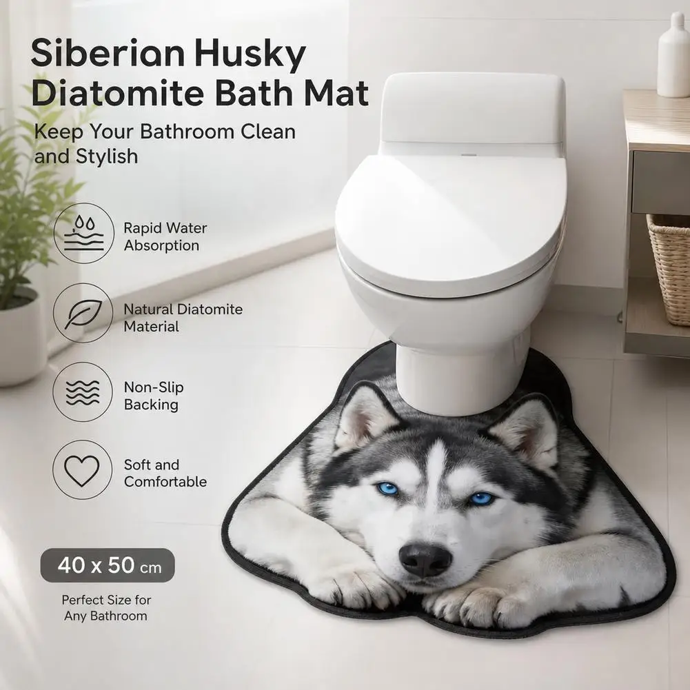 50x80cm Irregular Animal Bathroom Floor Mat U-Shaped Toilet Seat Mat Diatomaceous Earth Absorbent Splash Proof Mat