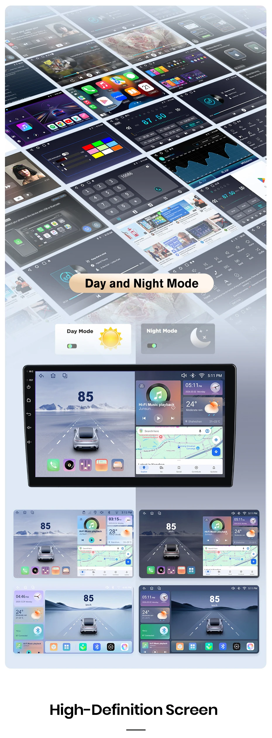 Autoradio für Nissan Qashqai J10 2006-2013, kabelloses CarPlay & Android Auto, Subwoofer-Verstärker, intelligente Systeme, IPS/QLED-Touchscreen, Kamera, DSP, GPS-Navigation, WiFi, DAB+, FM, DSP, BT, SWC, Plug & Play, 2 – Detail 11
