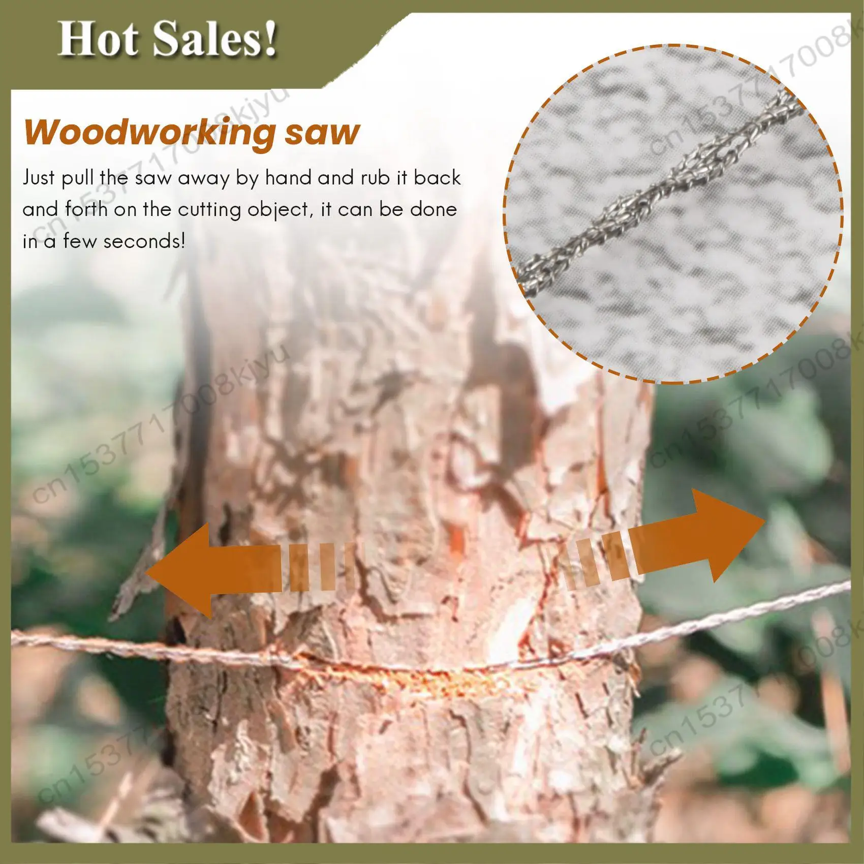 -A23G Outdoor Hand-Drawn Rope Saw 304 Stainless Steel Wire Saw Camping Life-Saving Woodworking Super Fine Hand Saw Wire 5M