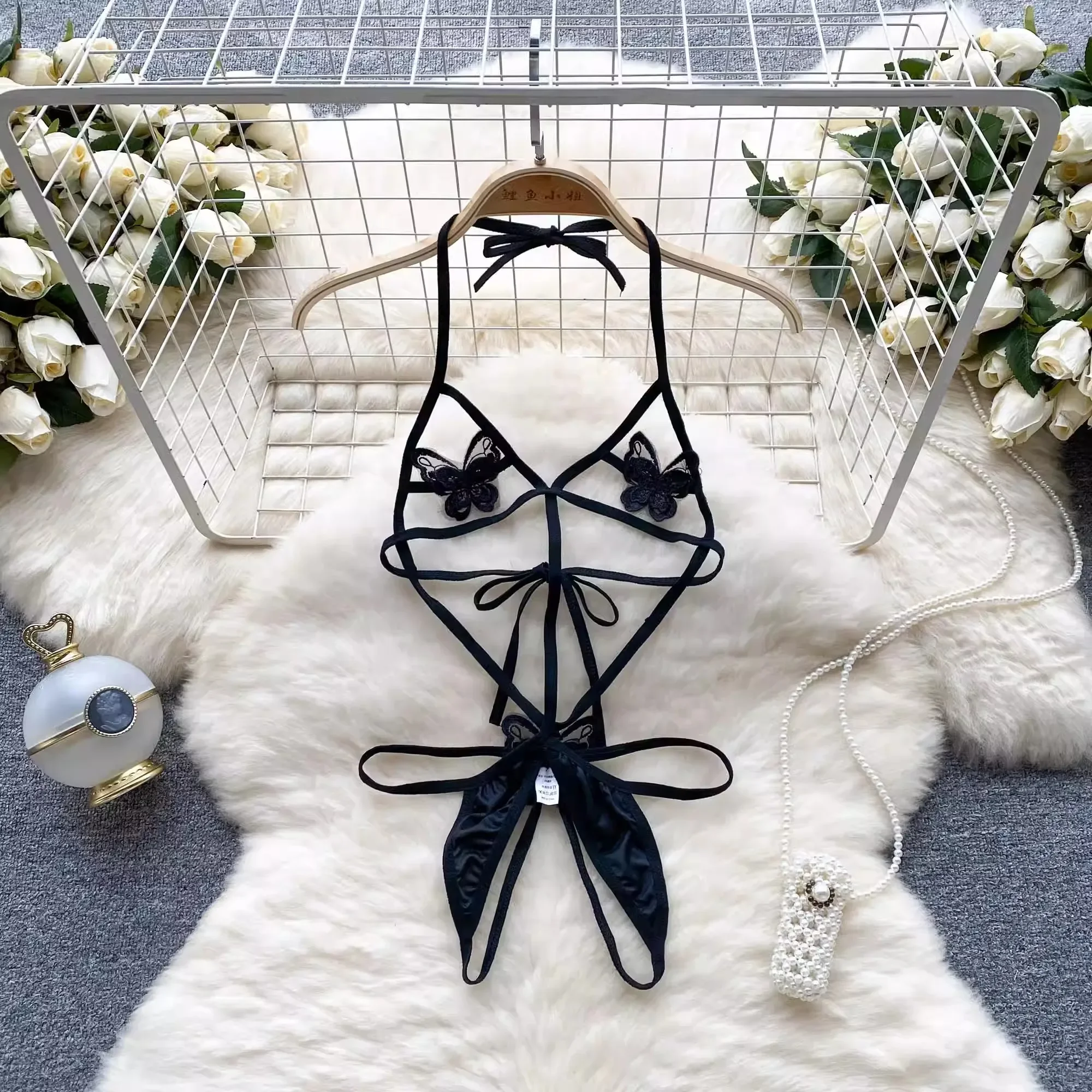 

Women Transparent Sexy Butterfly Bodysuits Erotic Fashion One Piece Tight Onesie Slim Catsuits Strappy Rompers Lingerie