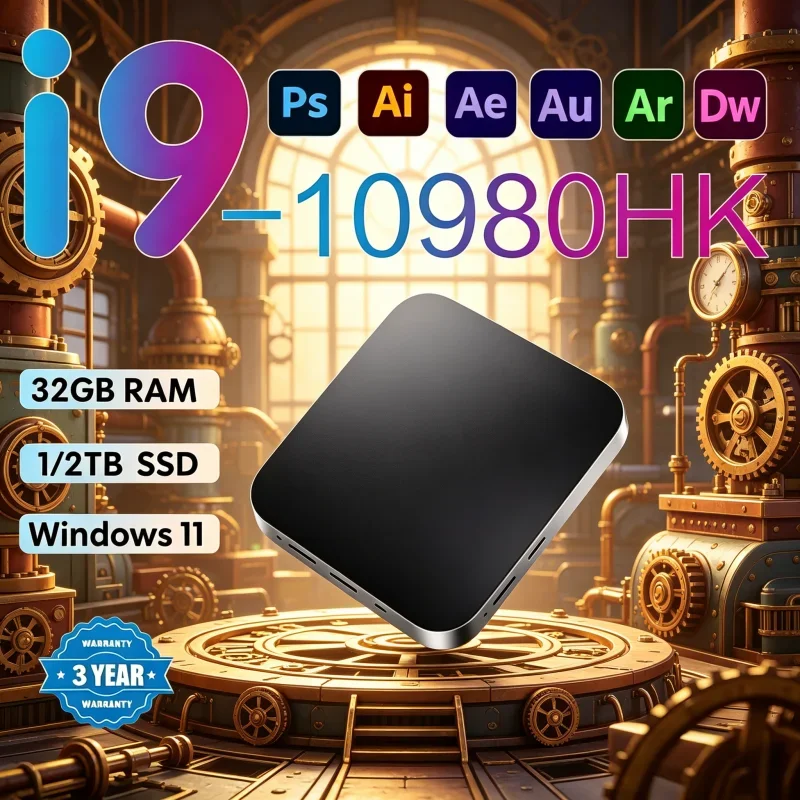 

Polished Miniature MINI PC Running Windows 11 Pro Core I9 10980HK 32GB RAM 1TB 2TB SSD WIFI 6 BT5.2 4K HD Rapid Gaming Academic