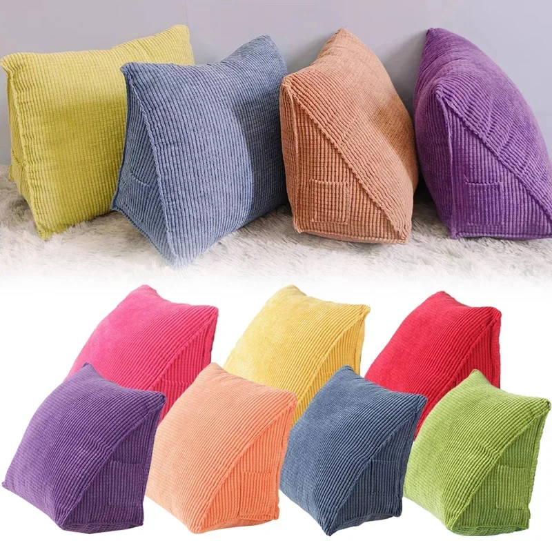 

Triangular Backrest Pillow Corduroy Wedge Soft Reading Pillow Candy Color Positioning Support Cushion Office Home Sofa Decor