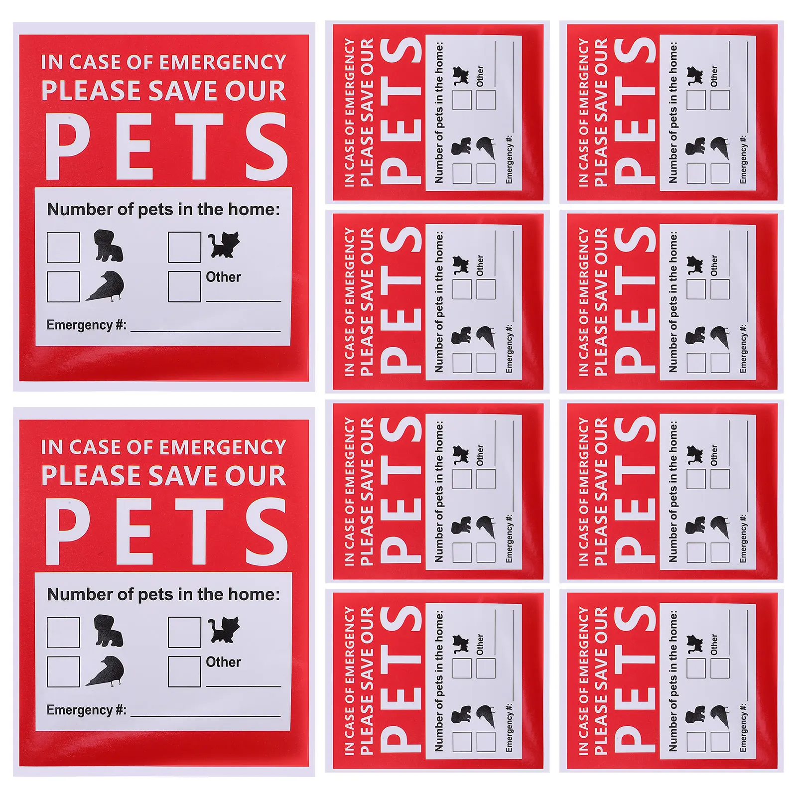 

10 Sheets Liquid Stickers Emergency Alert Accessory Animal Warning Sign