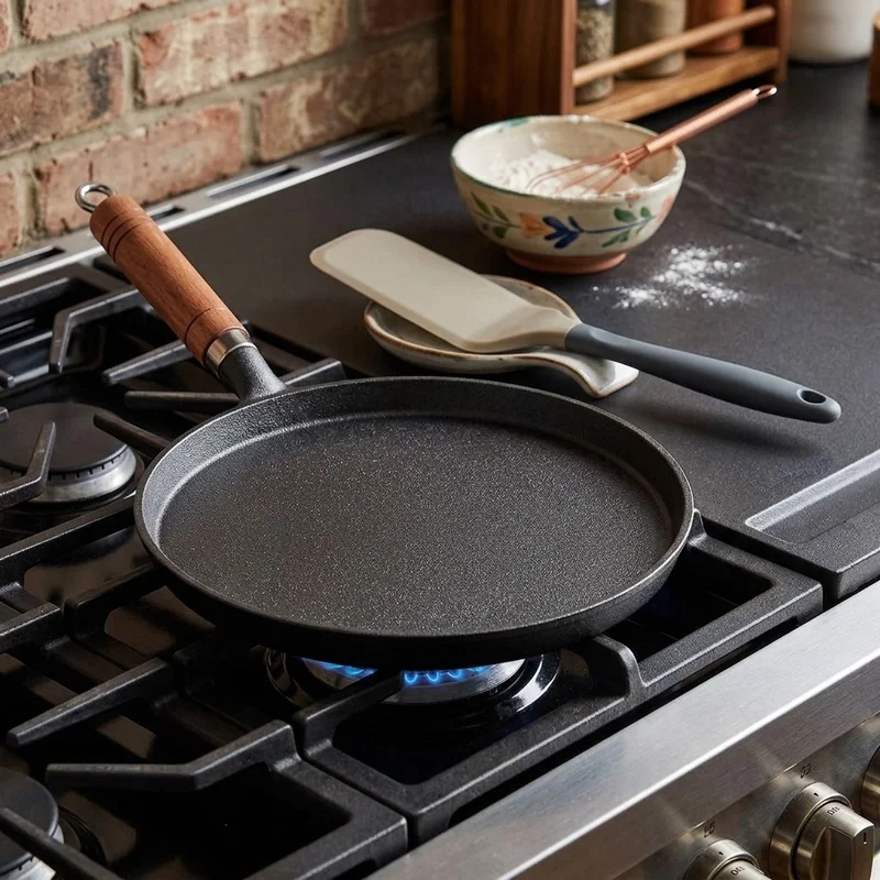 20/23/26cm Cast Iron Frying Pan, Natural Nonstick Egg Pancake Crepe Maker, Steak Skillet for Gas and Induction Cooking