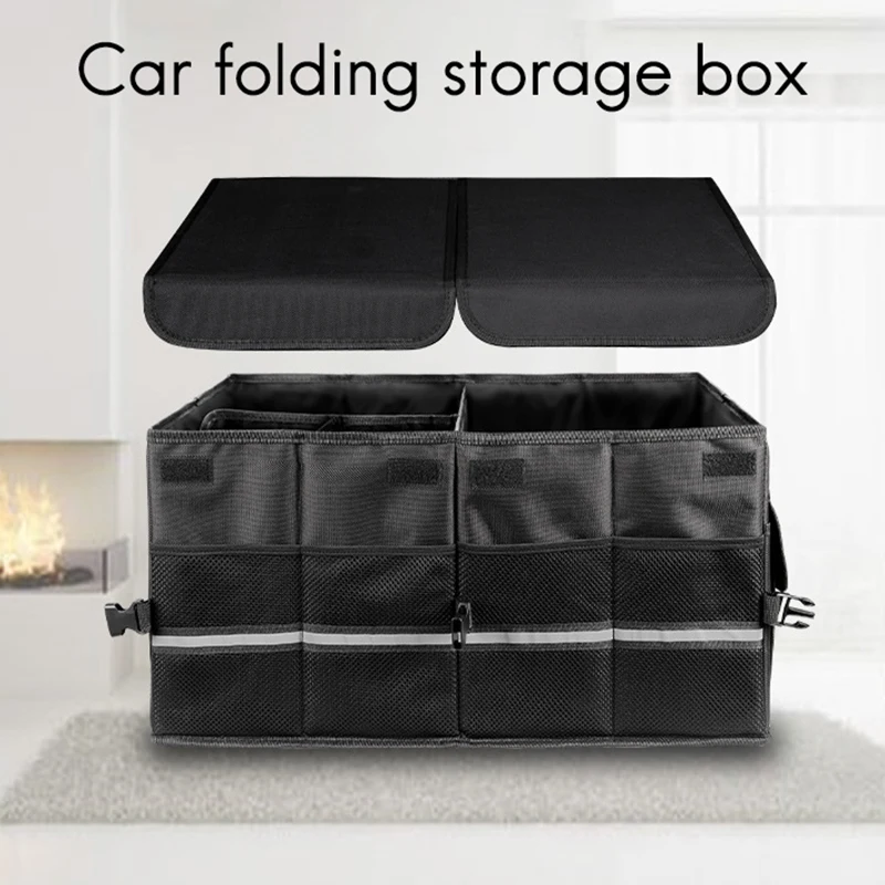 Car Storage Collapse Trunk Back Bin Bag Car Organizer For Ford Car Interior Accessories Trunk Box For Tesla Black