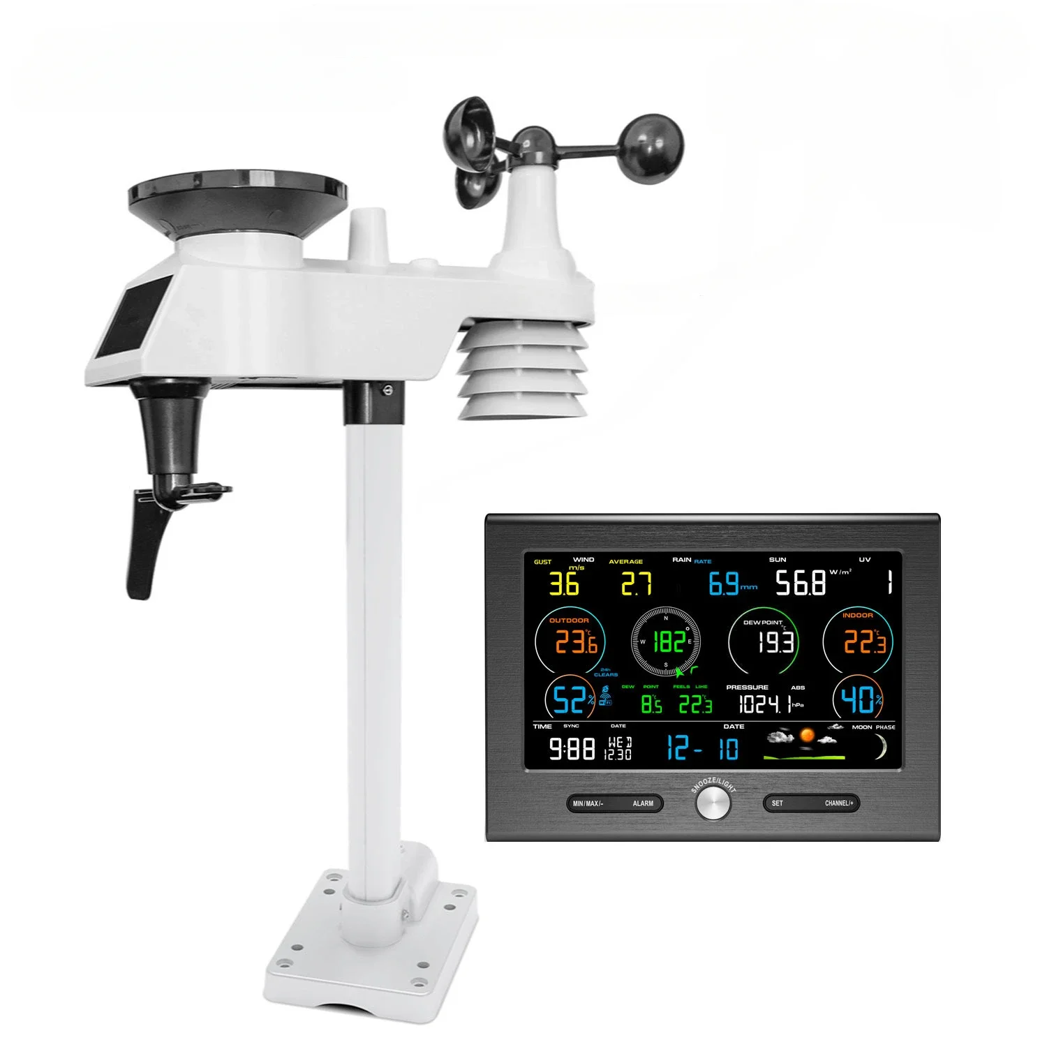 0370L wireless WIFI weather station transmission distance 1.5KM wind speed, wind direction, rainfall, UV illumination