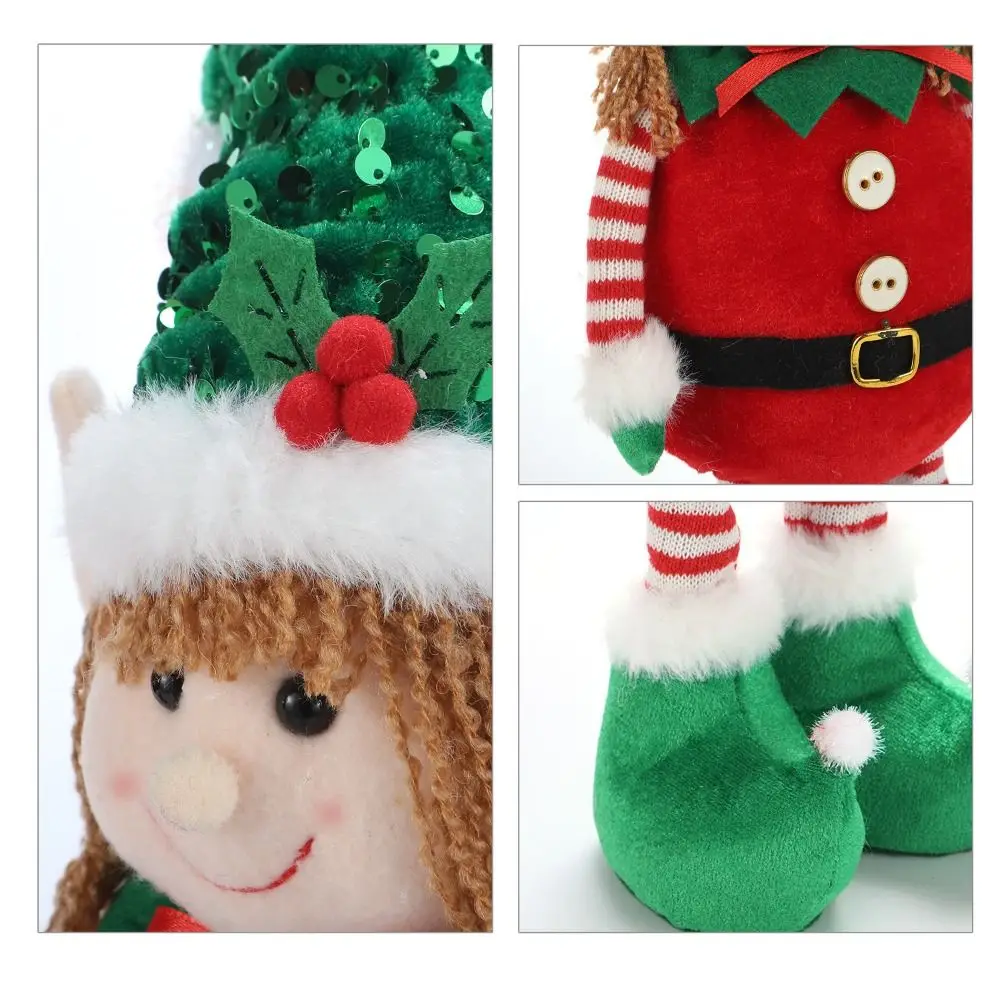 

Large Christmas Telescopic Elf Doll Red Green Standing Elf Retractable Doll Ornaments Cute Merry Christmas Decoration