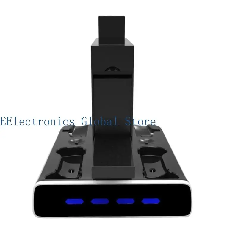 462B High-performance Charging Station Headset Stand with 4 Gamepad Controllers Charging Stand ABS-material Gaming Accessory