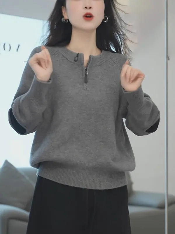 Damska odzież dzianinowa plus size, luksusowa, jesienno-zimowa, nowa odzież wierzchnia, wygodna, miękka, długa, okrągły dekolt, ciepły sweter.