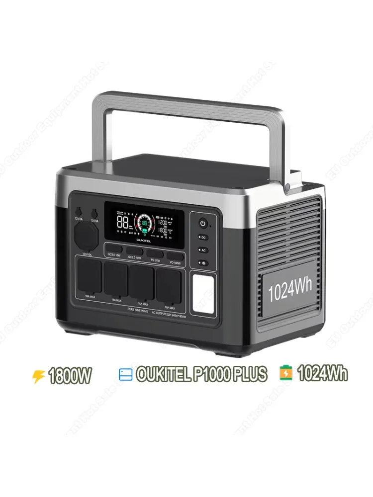 OUKITEL P1000E Plus Tragbare Powerstation 1800W Solar-Generator 1024Wh Lifepo4-Batterie für Notstromversorgung zu Hause, Outdoor-Camping, mobile Stromversorgung